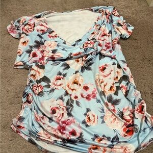 Maternity Top Floral V-Neck Women's Top